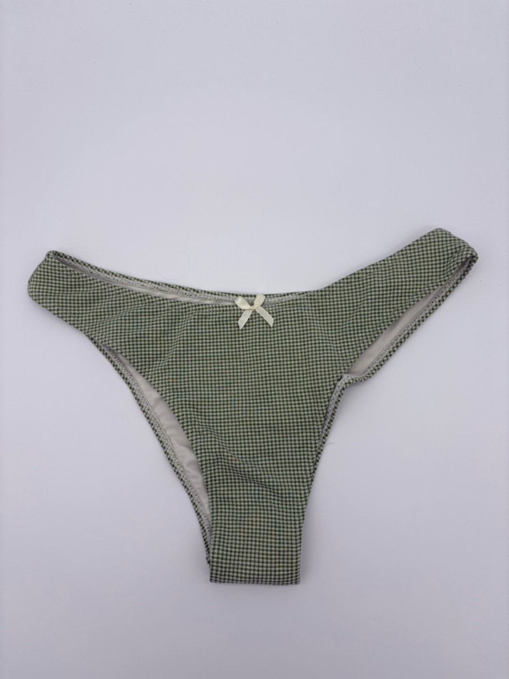 Green Gingham Tie-Front Bikini Set with Cream Trim NWT - Picture 11 of 11